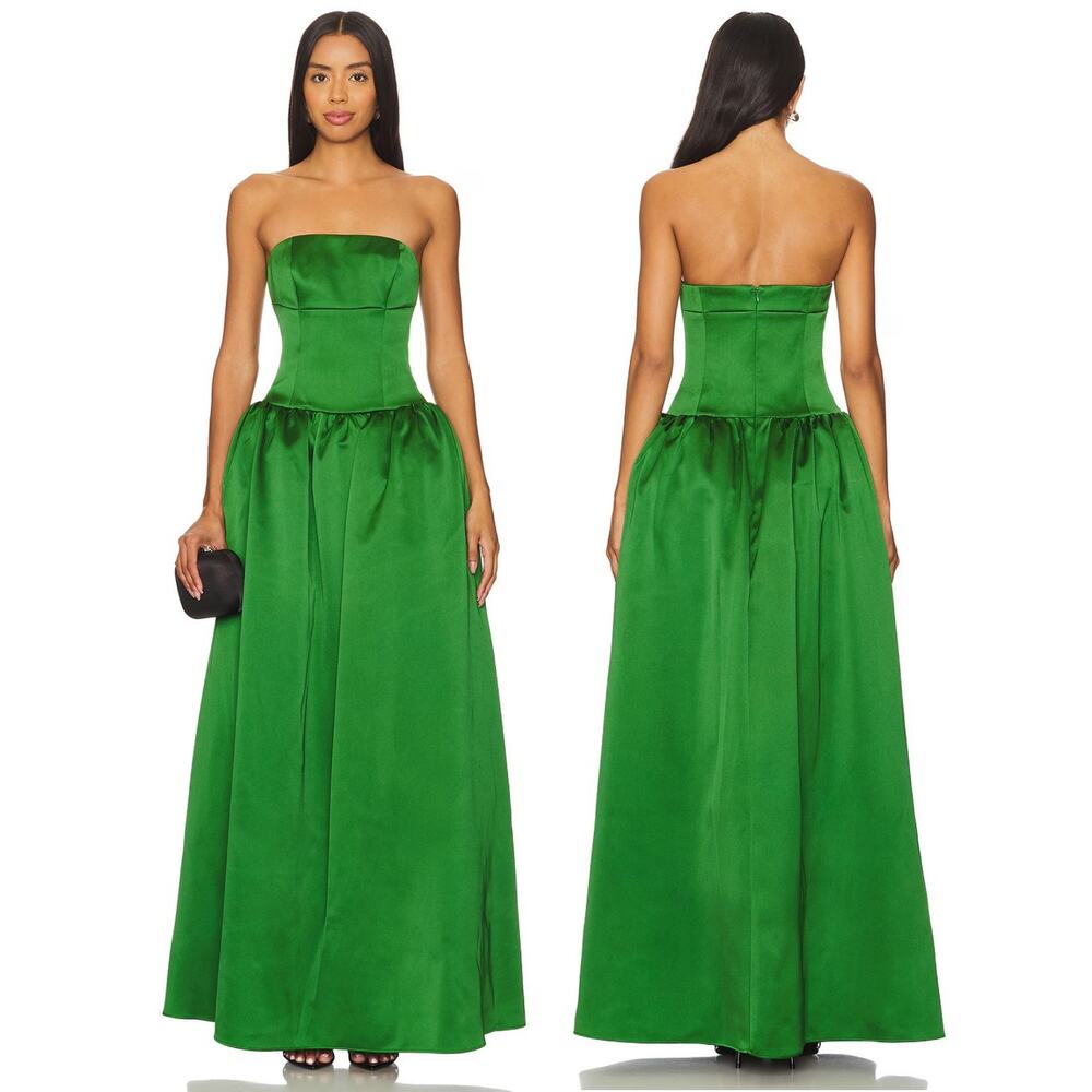 Self-Portrait Satin Bandeau Maxi Dress Formal Wedding Guest Prom Gala Party 6